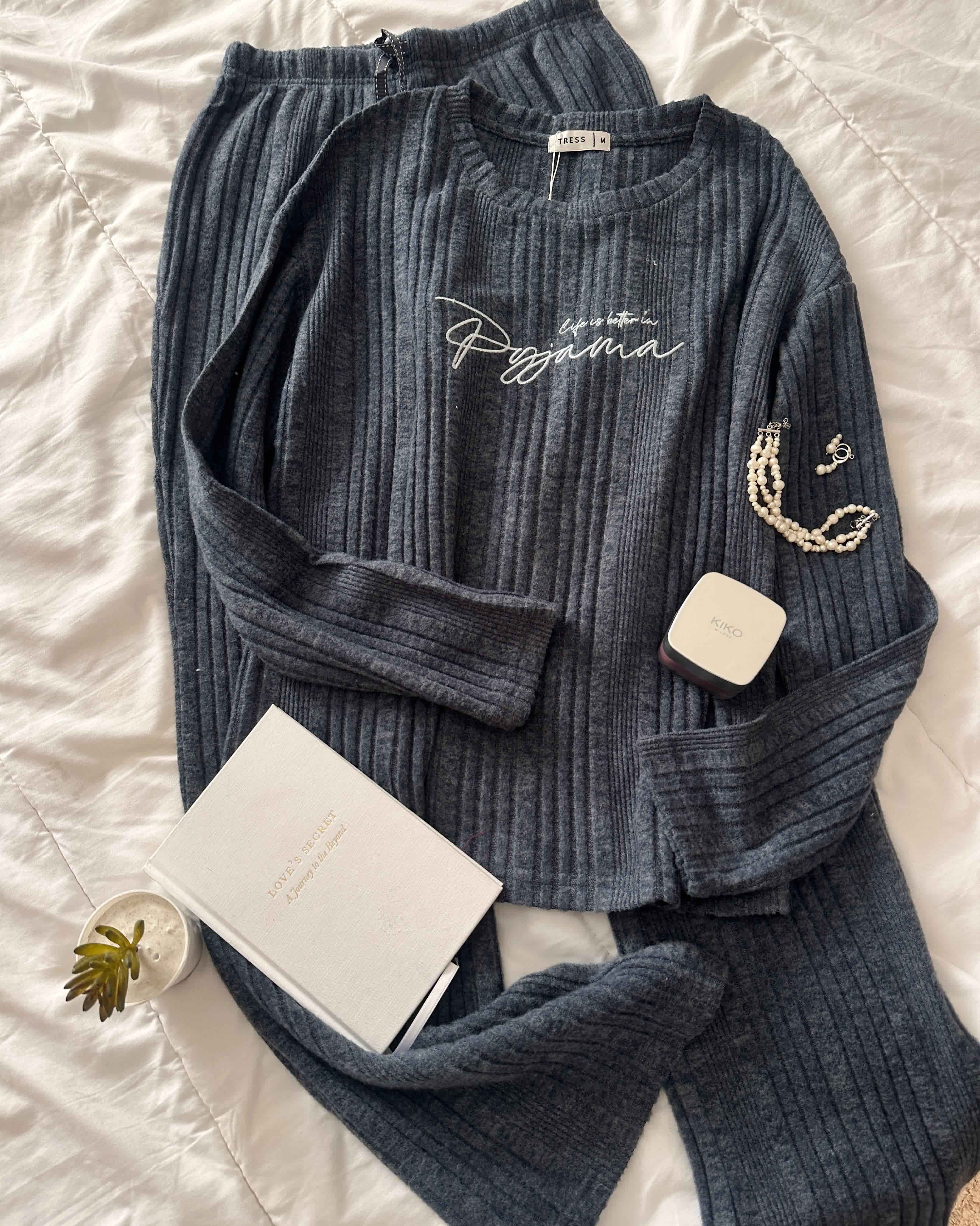 Pyjama tress needle rib gris/greunat