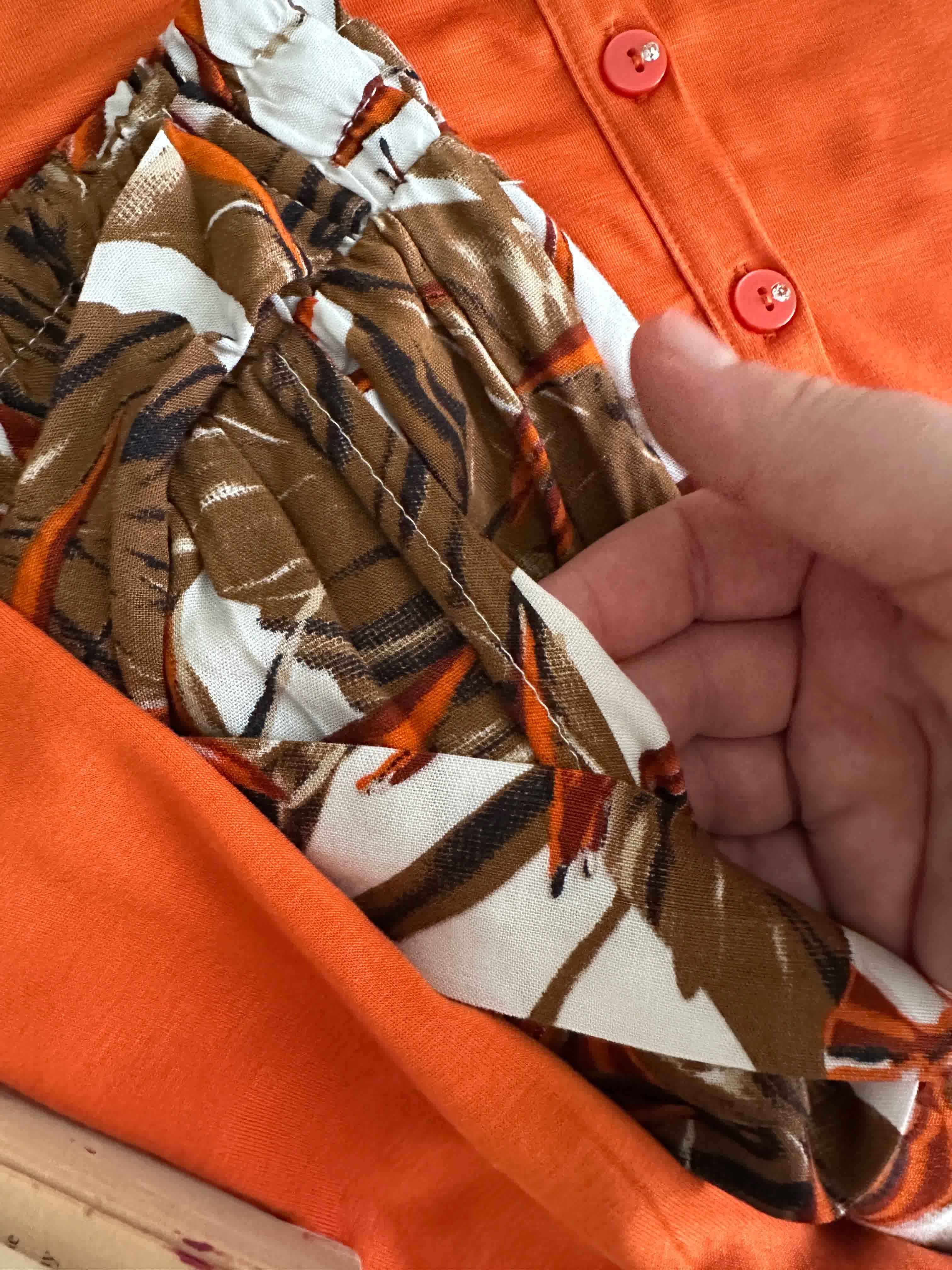 Homewear Ibiza orange boutons perle 