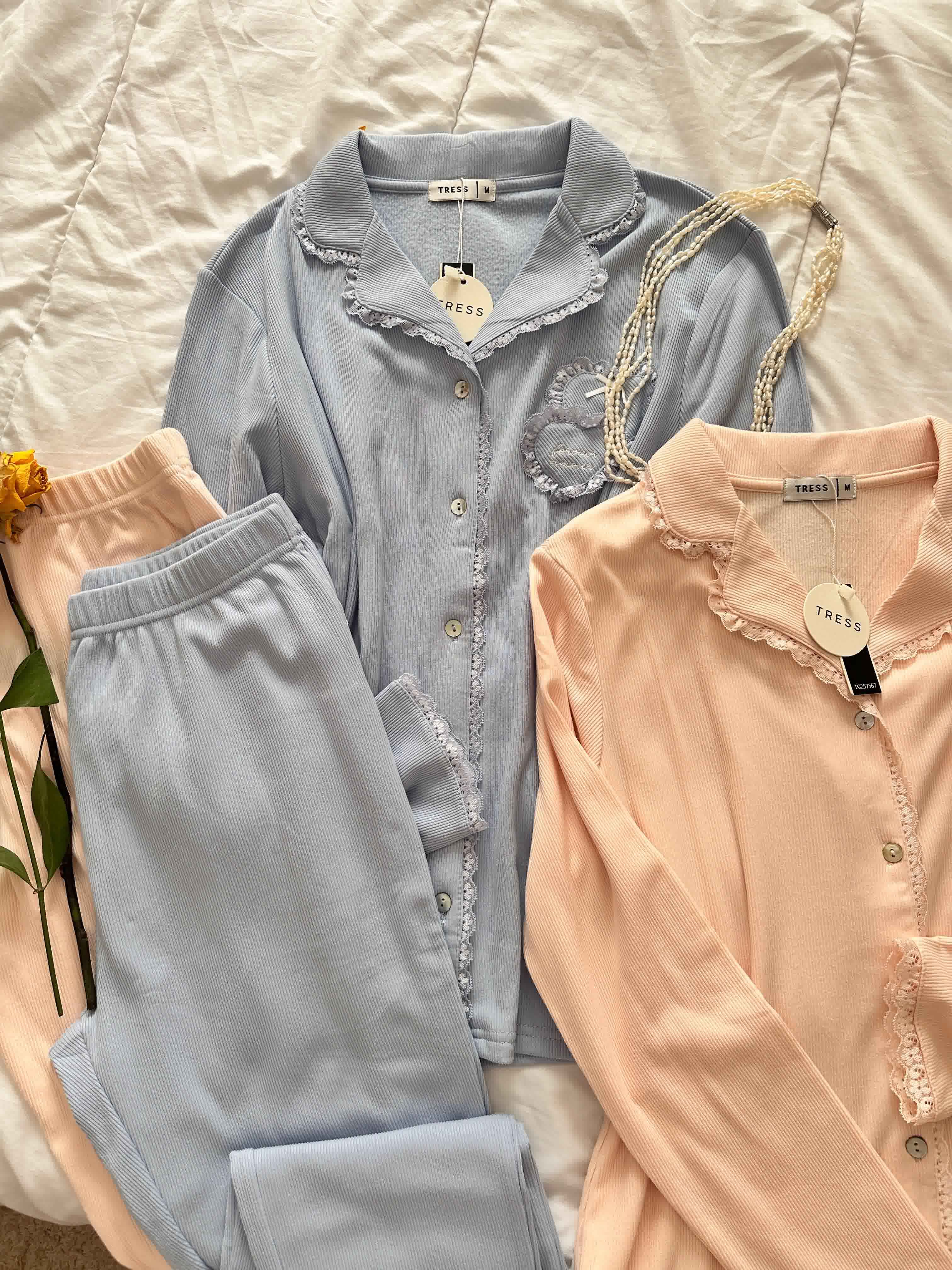 Pyjama Tress uni dentelle coeur 