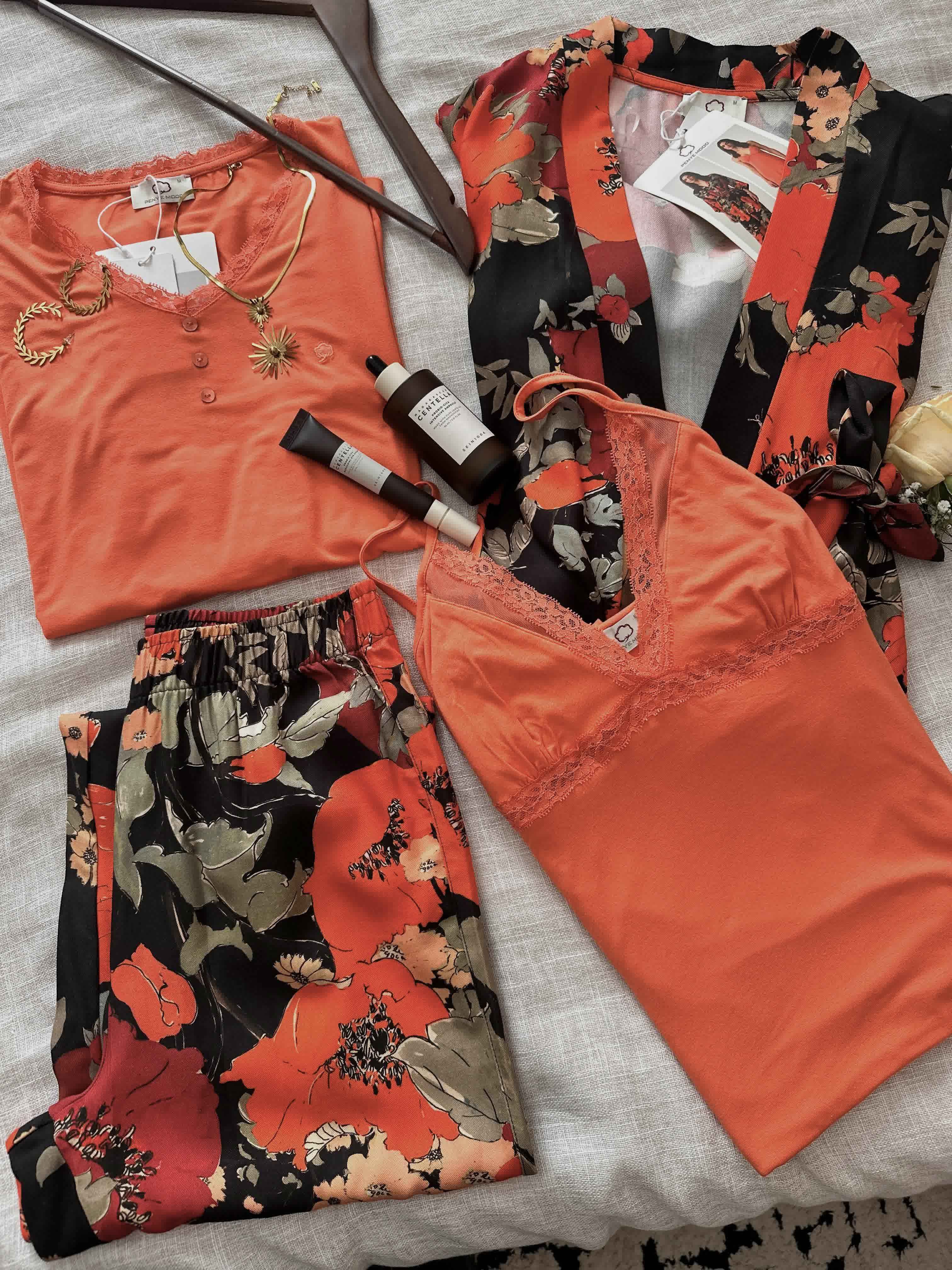 Pyjama penyemood orange/noir 