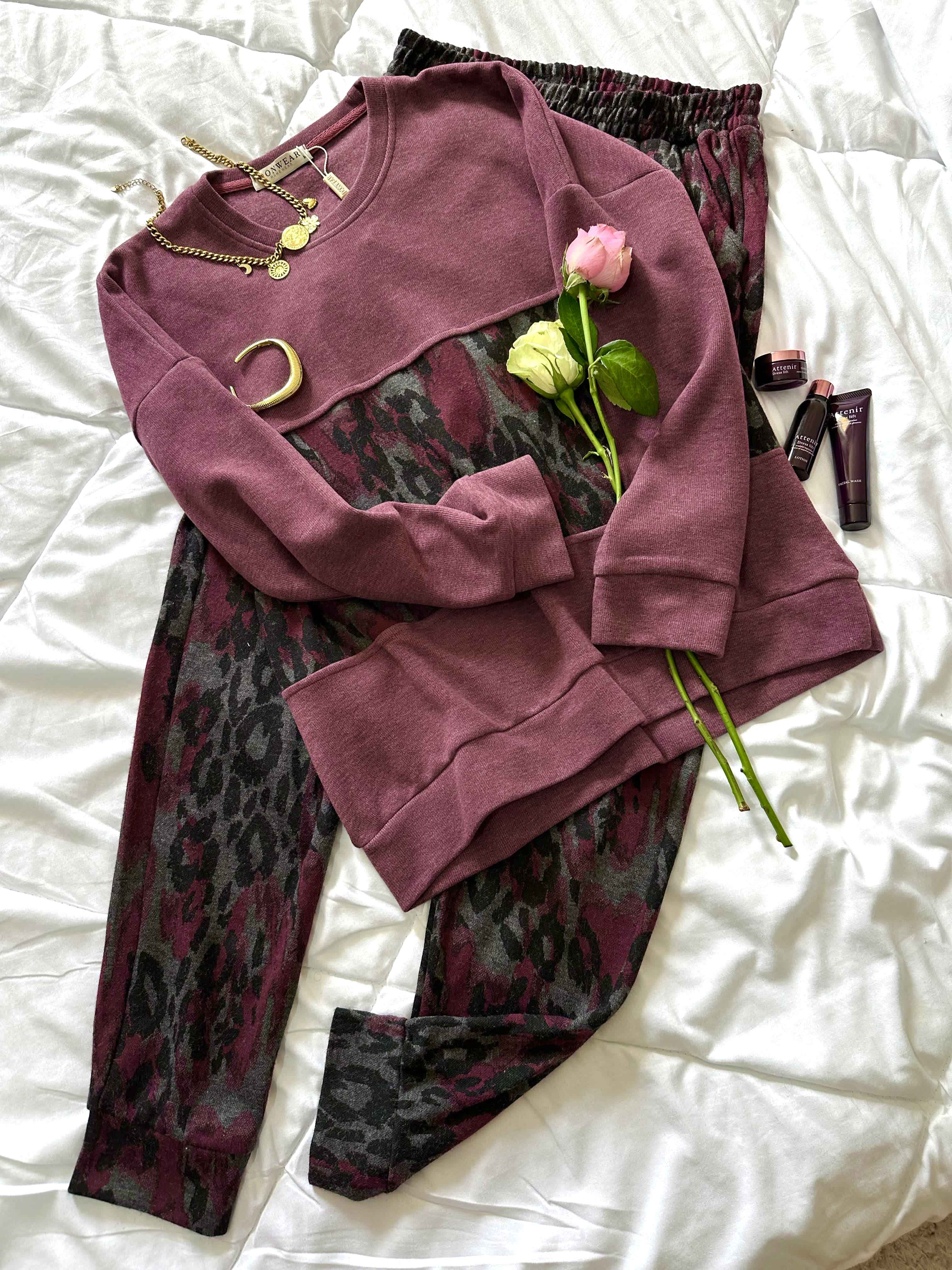 jogging leopard bordeau