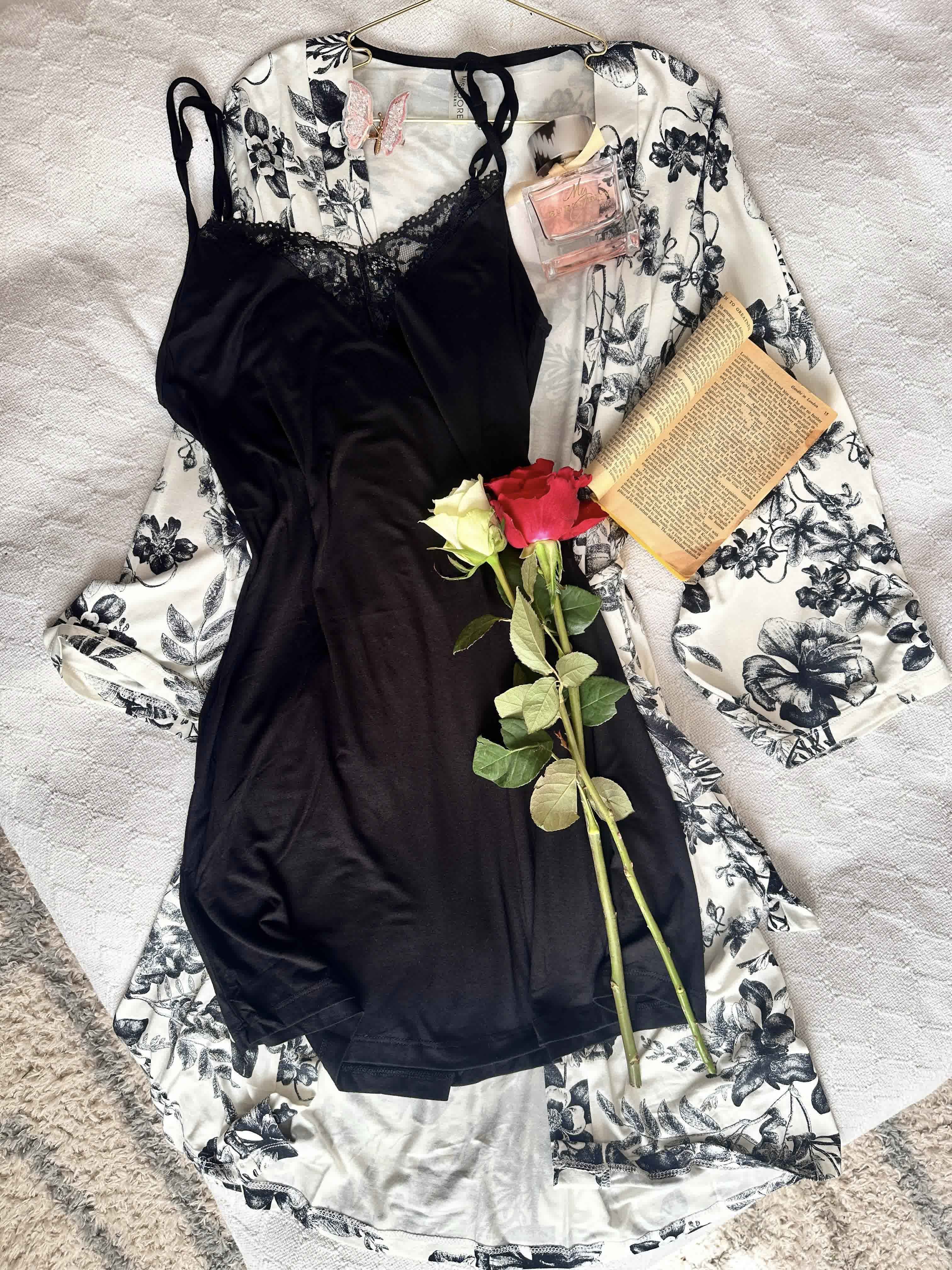 Deshabillé Md coton fluide noir 