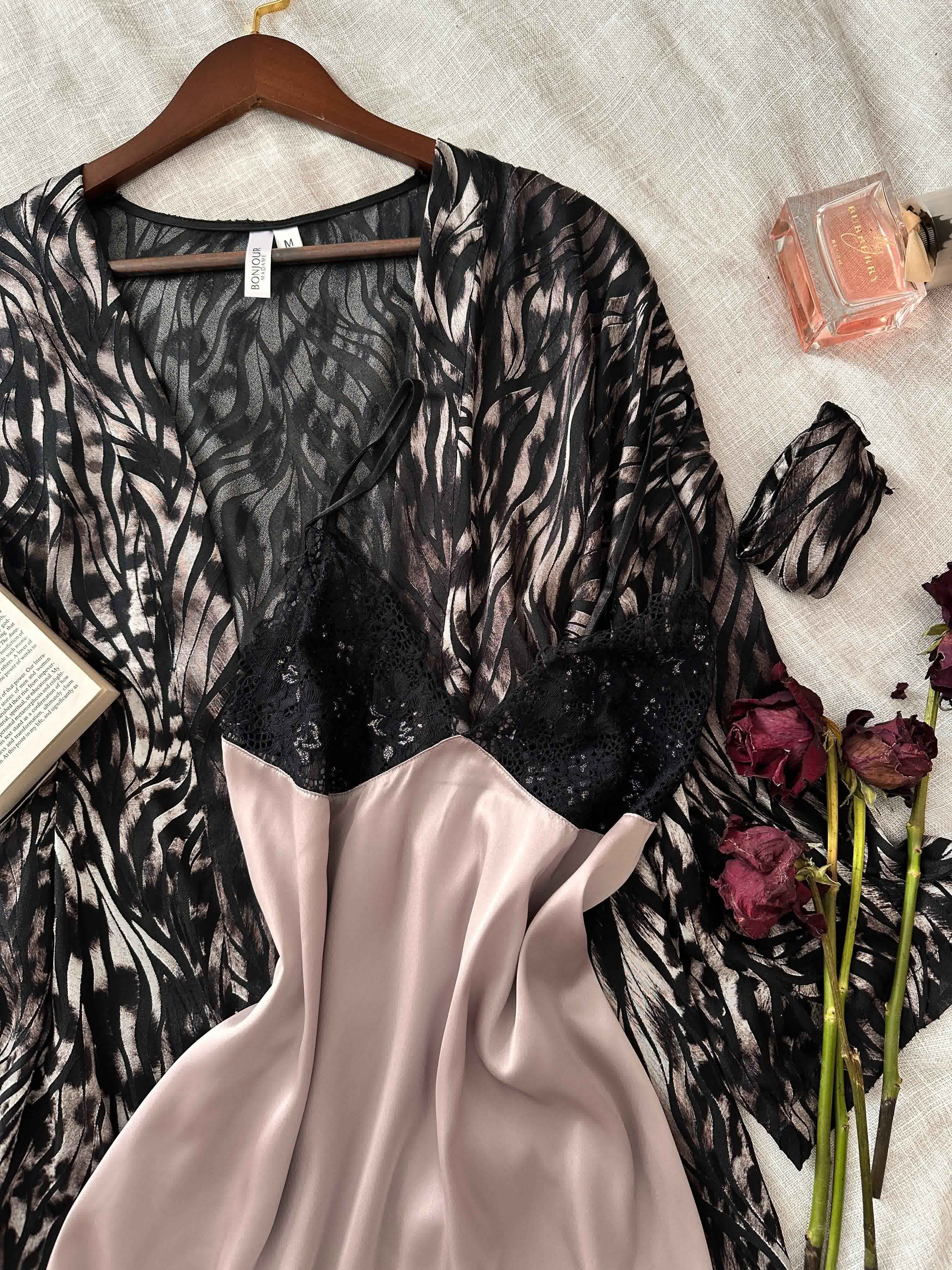 Deshabillé Bonjour violet/noir 