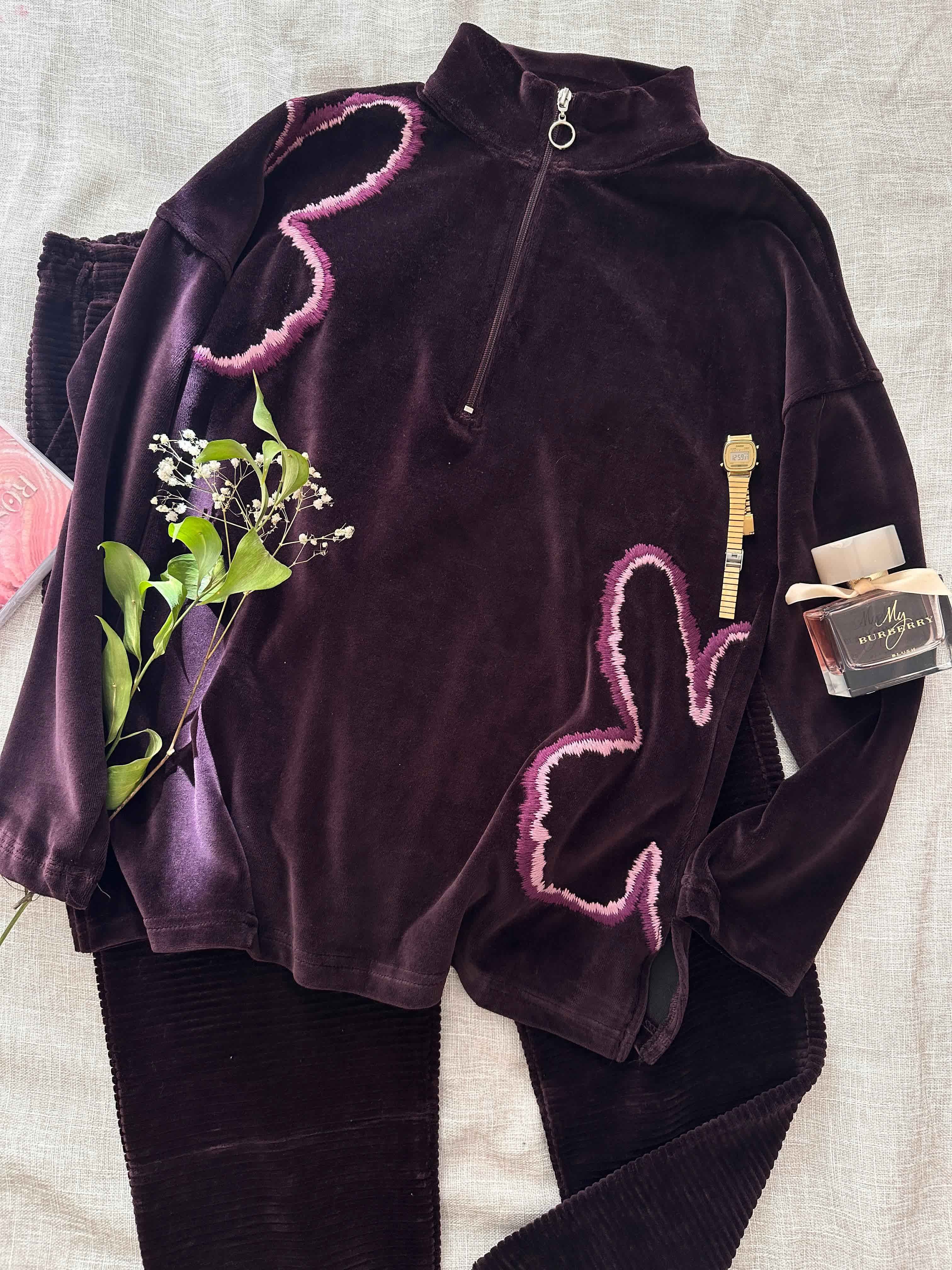Homewear cosku aubergine velvet 