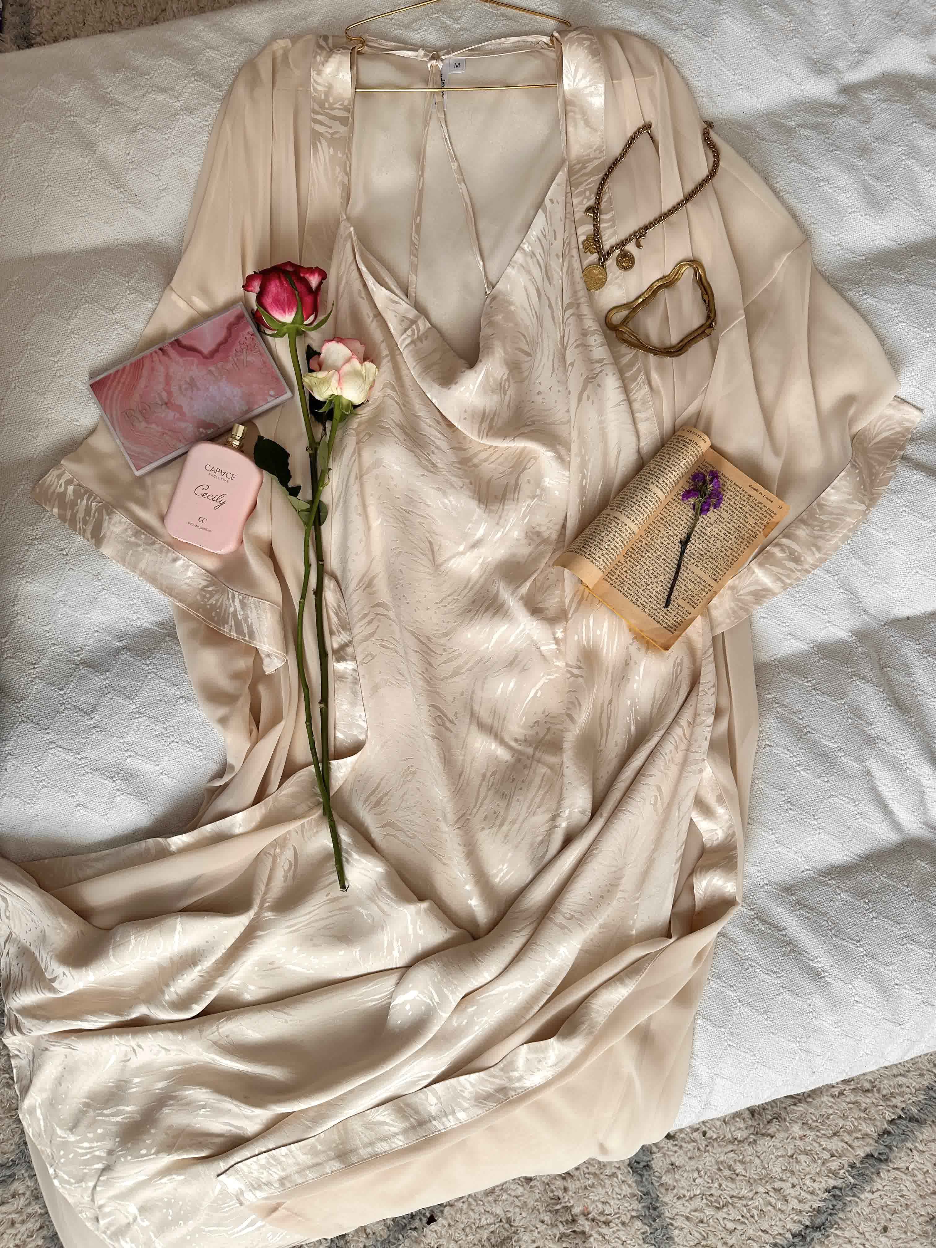 Déshabille bonjour longue noir et beige