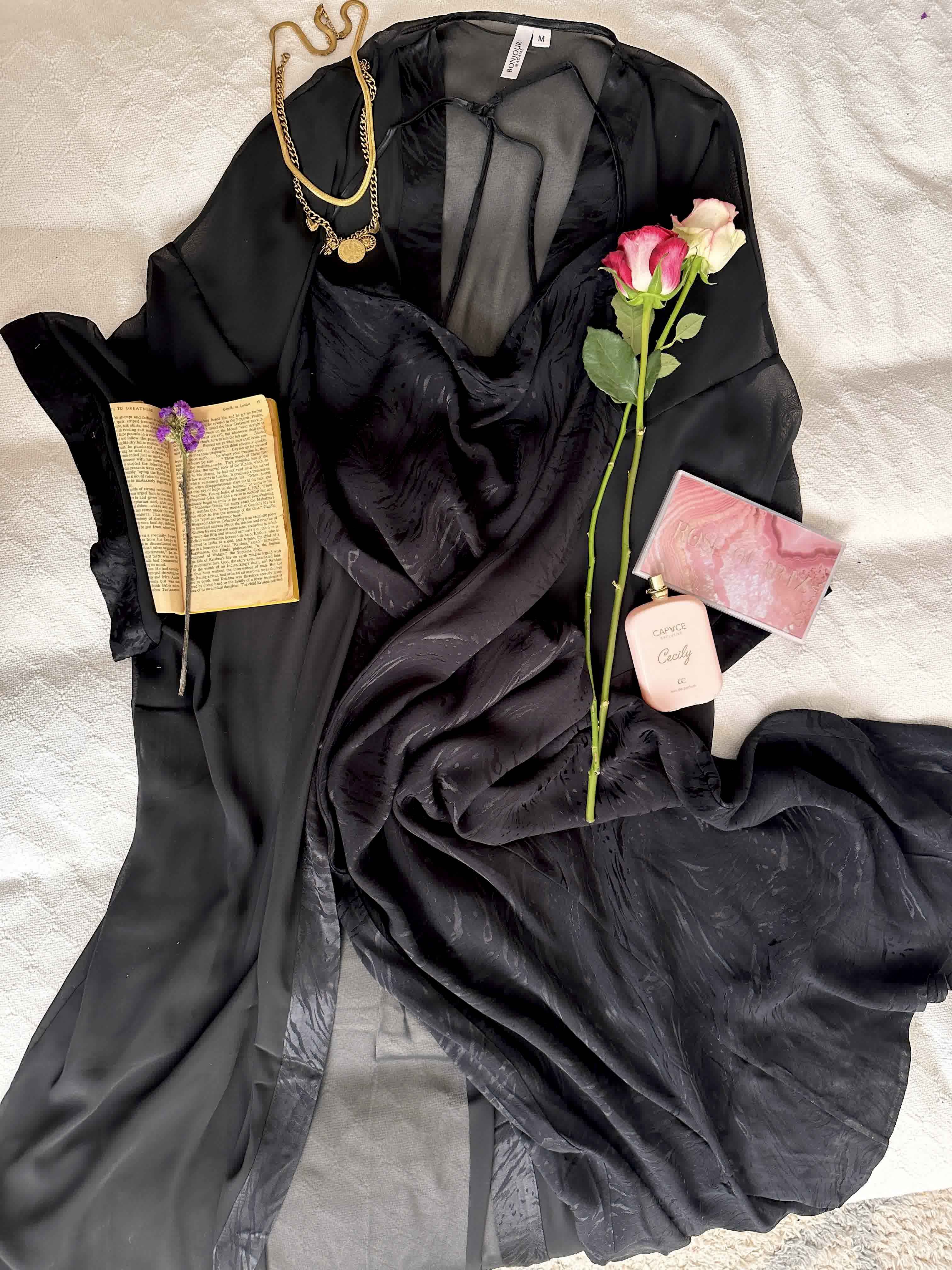 Déshabille bonjour longue noir et beige 