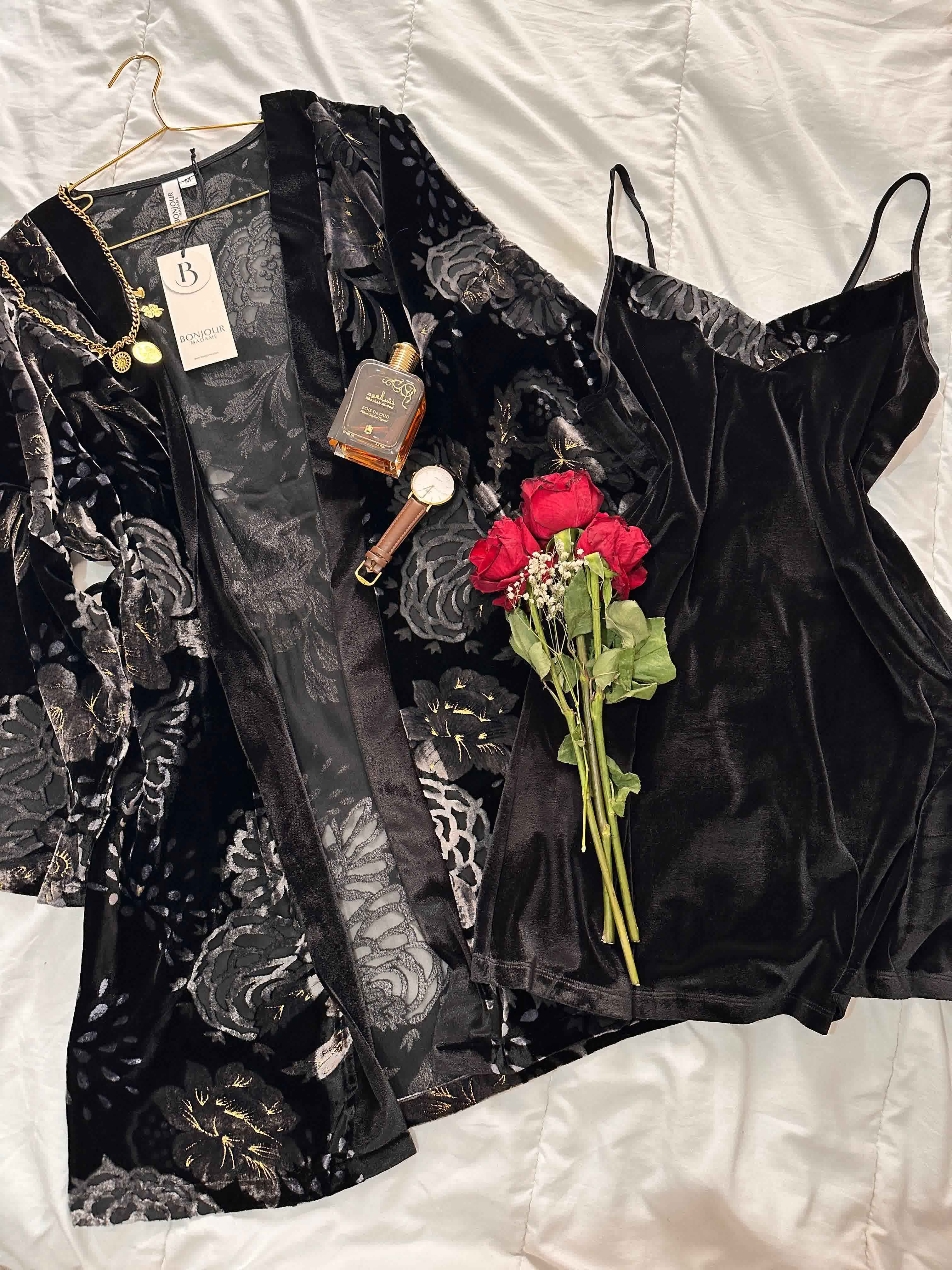 Deshabillé Bonjour velour noir 