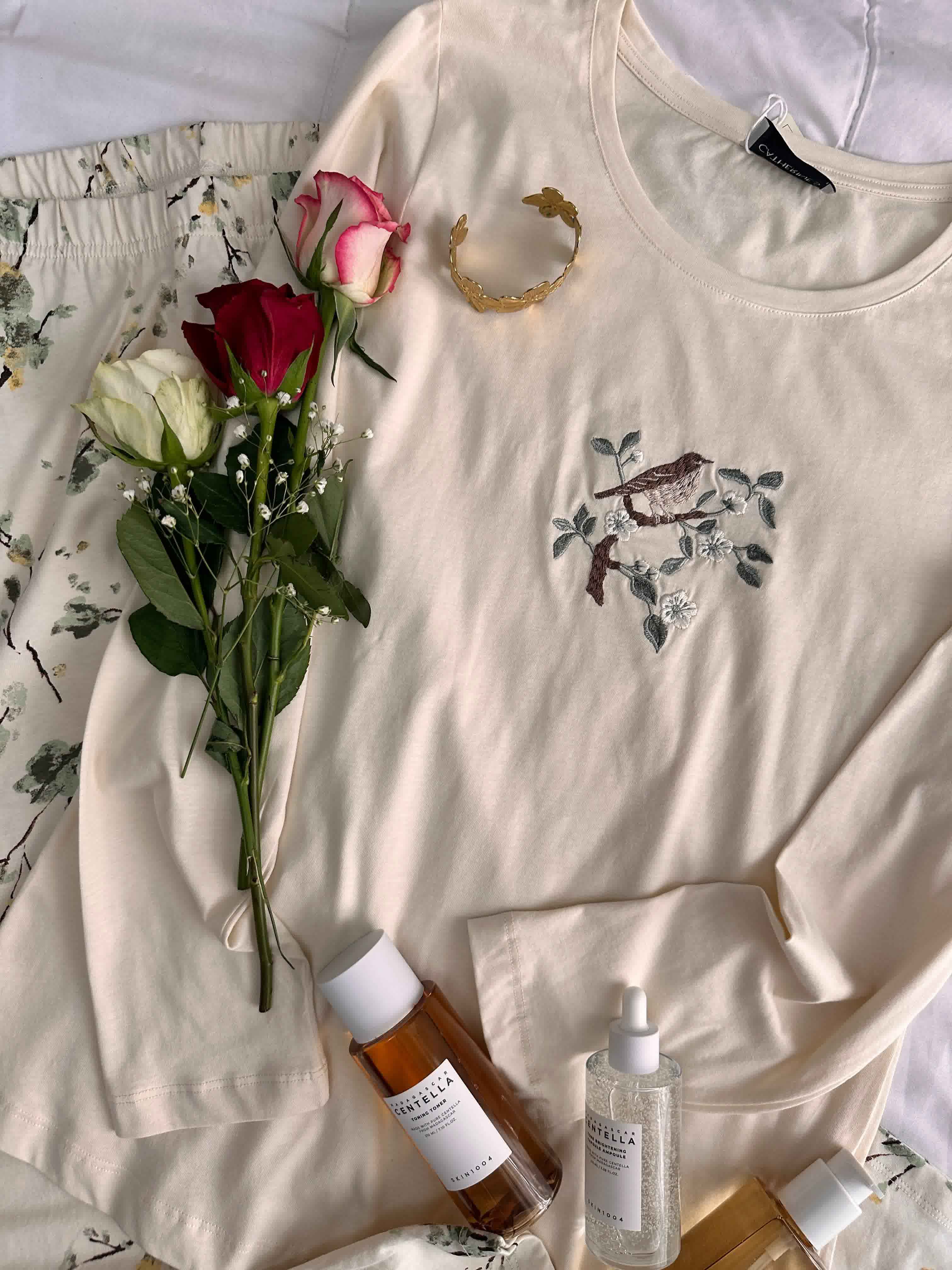 Homewear Penymood beige pantacours fleuri 