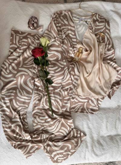 3pcs bonjour maron rayonne satin