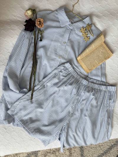 Homewear short bonjour Rayonné bleu