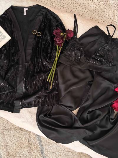 Ensemble 3pcs Bonjour Noir brillant