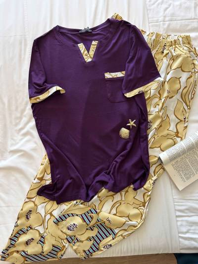 homewear cosku aubergine/jaune