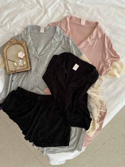 Pyjama short pailleté demi manche