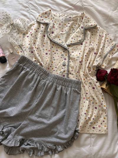 Pyjama short Marahba gris dots