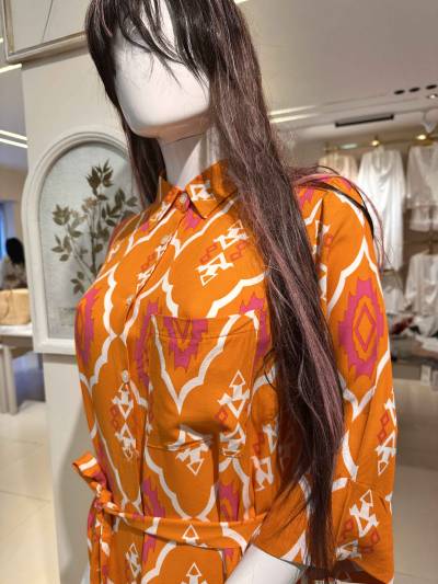 Robe orange Ibiza losange