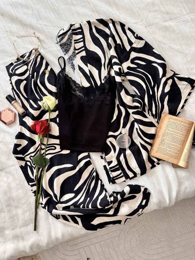 3pcs bonjour beige/noir
