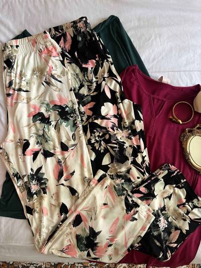 Pyjama H fluide pantalon fleuri