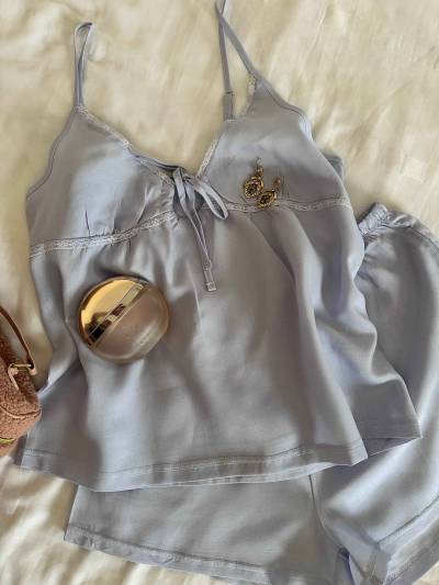 pyjama short tress feston dentelle
