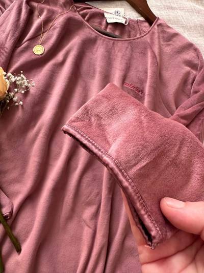 Pyjama velour Catherienes rose foncé