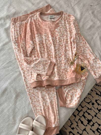 Homewear catherines velour rose fleuri