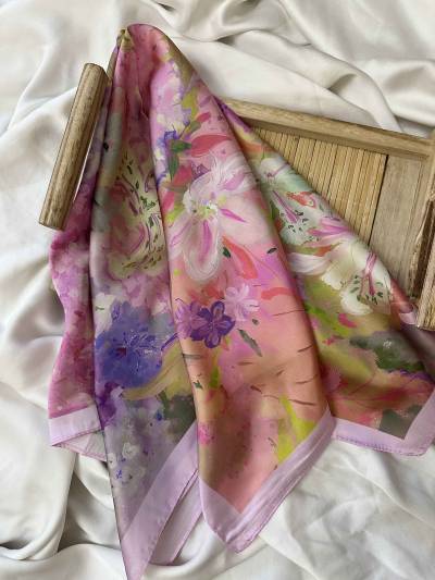 Foulard satin coloré
