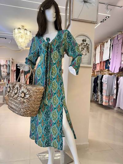 robe vert feuilles colorées