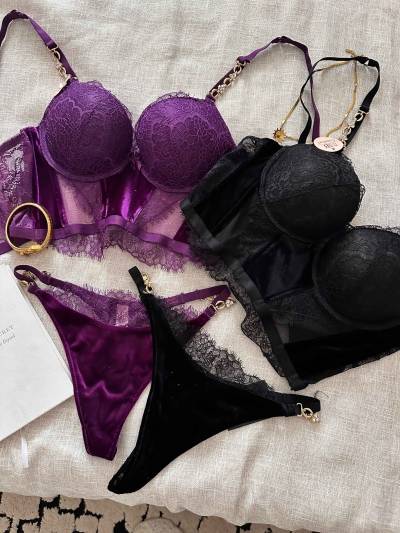 Lingerie 2pcs corset H velour