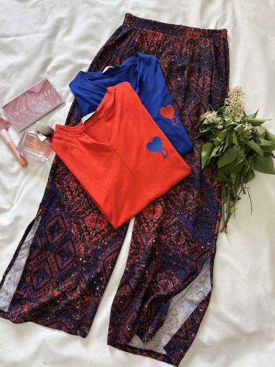 homewear polerene coton haut rouge*bleu