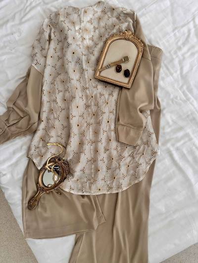 Pyjama satin guipure anglaise