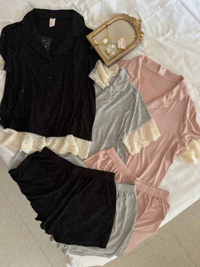 Pyjama short pailleté demi manche