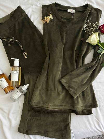 Pyjama velour Penymood Vert/gris