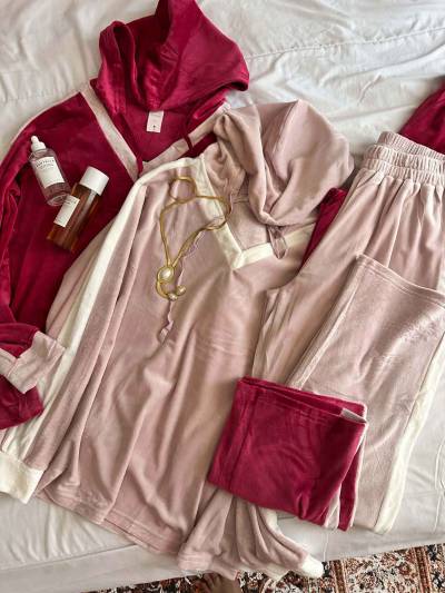 Pyjama Caresse velour uni