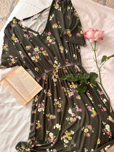 robe fig leaf verte fleuri