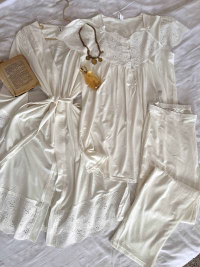 3pcs Bone broderie anglaise