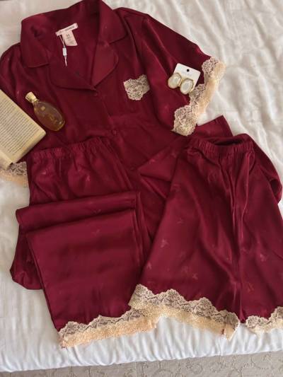 Ensemble 3pcs satin/dentelle