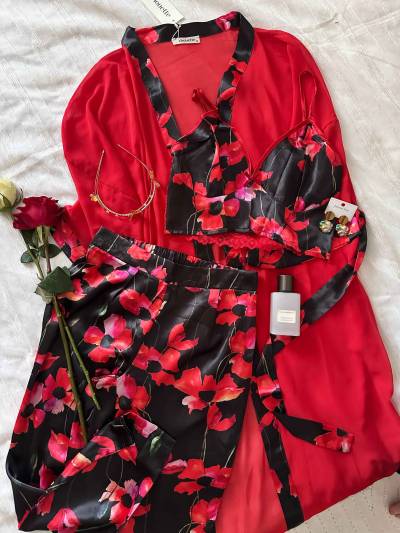 3Pcs MD kimono rouge