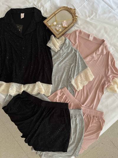 Pyjama short pailleté demi manche