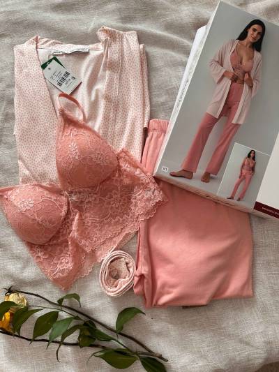 Ensemble 3-pcs Arnetta rose picté
