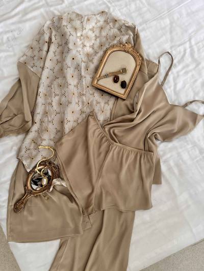 Pyjama satin guipure anglaise