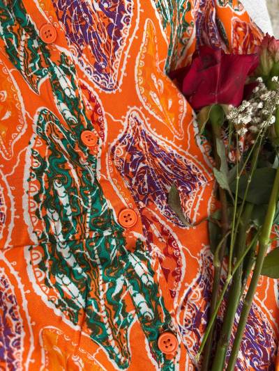 Robe Ibiza orange feuilles