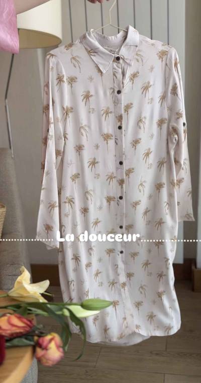 Robe Ibiza blnc courte boutonnée