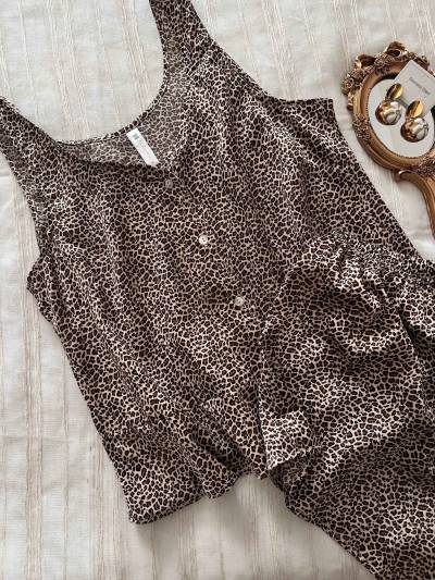 Pyjama short leopard satin