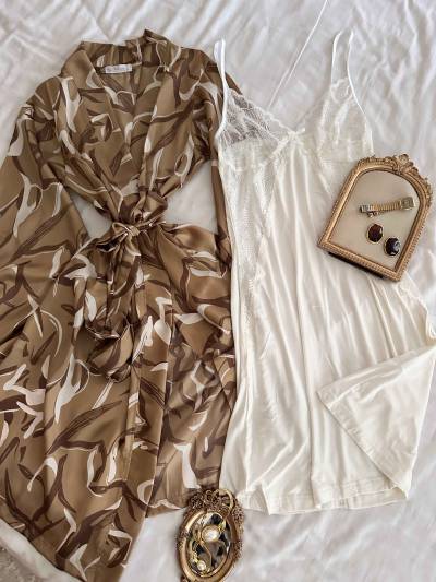 Déshabille Marahba kimono satin beige