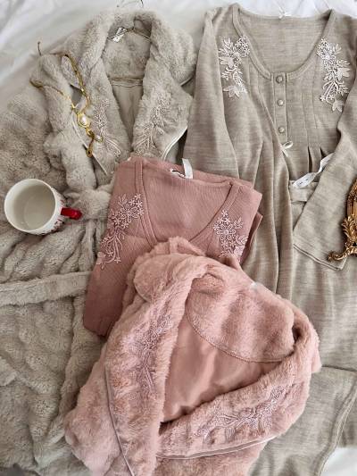 3pcs bone kimono polaire