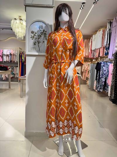 Robe orange Ibiza losange