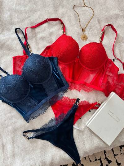 Lingerie 2pcs corset H velour