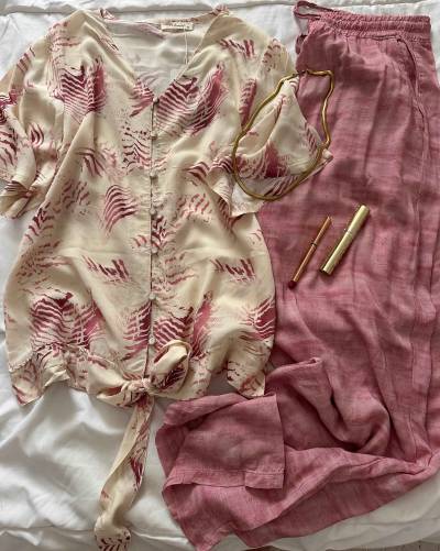 Homewear rose et blanc