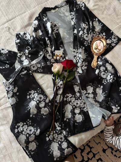 3pcs satin fleuri