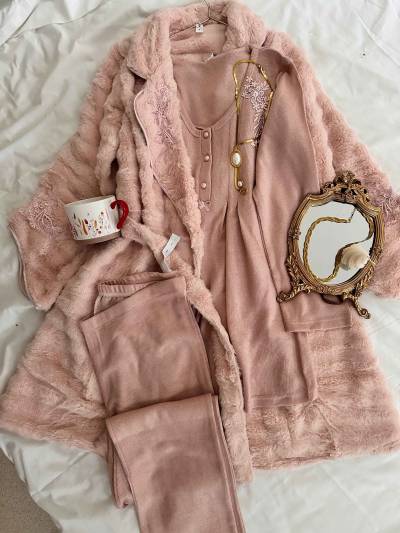 3pcs bone kimono polaire