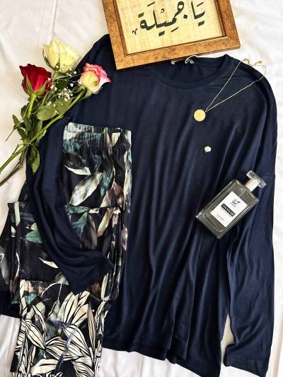Pyjama fluide bleu nuit